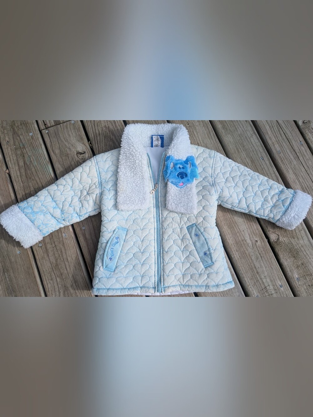 Vintage 2001 Blue’s Clues Jacket Size 6 Sherpa Plush Blue 3D Nickelodeon RARE